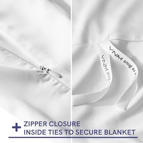 YnM Exclusive Cooling Duvet Cover for Weighted Blankets with 16 Strings (White, 88"x104") - Image 3