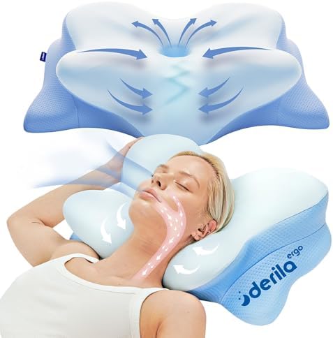 Derila Ergo Cervical Neck Pillow for Sleeping Pillow Contour Memory Foam Pillows for Back, Side Sleeper Pillows 21.25 x 14.17 x 4.72 inches by Derila%7CMemoryFoamPillow