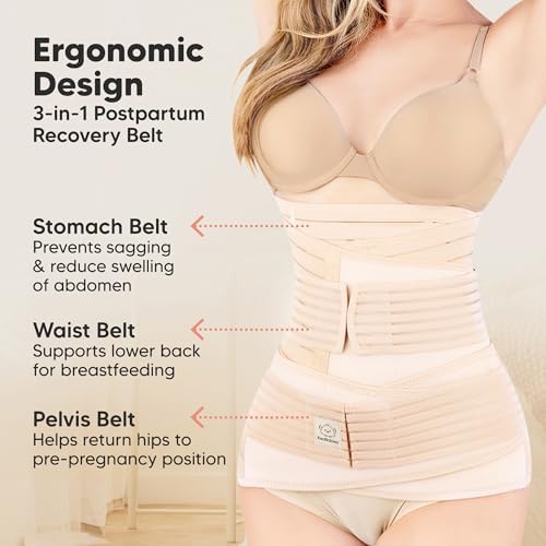 3 in 1 Postpartum Belly Support Recovery Wrap Band (Classic Ivory, M/L) - Image 2