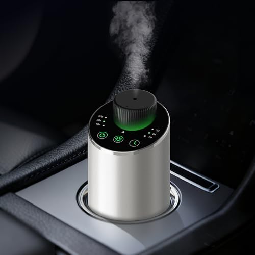Waterless Essential Oil Diffuser Scent Aromatherapy Diffusers for Home Large Room, Car, Office, Portable Battery Operated Cordless Air Freshener, 4 Timers & 3 Mist Levels, 100ml Capacity (Silver) - Image 5