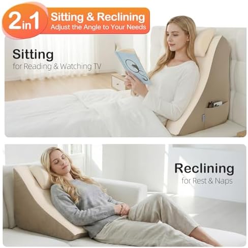 Vekkia 21” Back Rest Pillow with Dual-Layer Foam for Reclining and Sitting - Image 3
