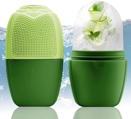 XHJRI Ice Face Roller Massager,Ice Cube Roller for Face, Eyes and Neck Naturally Conditioning and Skin Care,De-Puff Eye Bags,Reduce Migraine Pain,Reusable Massage Silicone Ice Mold (New Green) by XHJRIBringyourbabybestlif