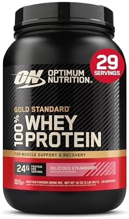 Optimum Nutrition Gold Standard Whey Protein, Delicious Strawberry, 2 LB by OPTIMUMNUTRITION