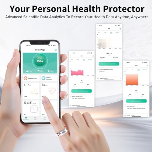 Smart Ring for Women Fitness Ring, No Subscription Fee Enamel Rose Gold 8# - Image 2