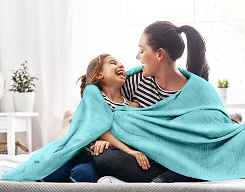 Utopia Bedding 100% Cotton Thermal Blanket Mint Twin, 90x72 Inches - Image 4