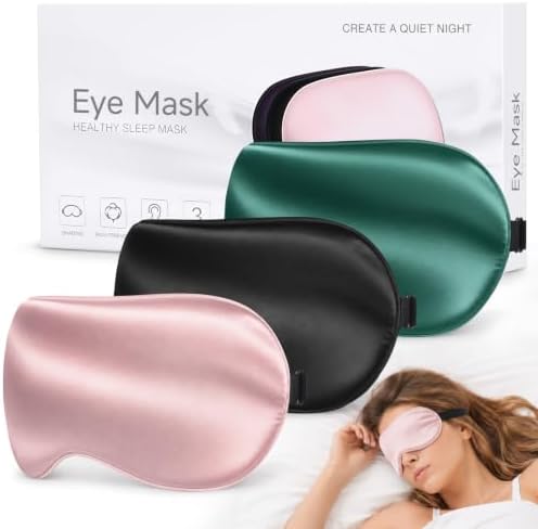 Silk Sleep Mask, Light Blocking Eye Mask for Sleeping with Adjustable Strap by HOME