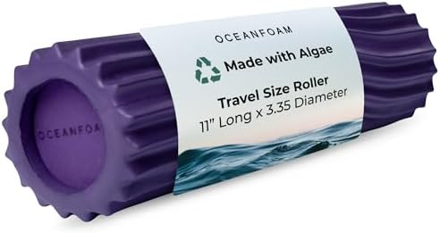 Oceanfoam Ripple Travel Foam Roller (11" x 3.35") Firm Mini Foam Roller for Physical Therapy, Deep Tissue Massage, Back Pain - High Density, Ergonomic Wave Textured - Yoga, Pilates, Exercise (Purple) by Oceanfoam