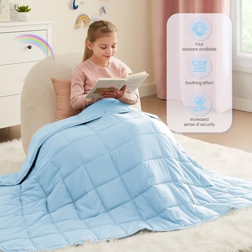 Weighted Blanket - 10 lbs Lightblue Heavy Blanket - Small Size Breathable Lap Blanket(50"x60", 10 lbs) - Image 3