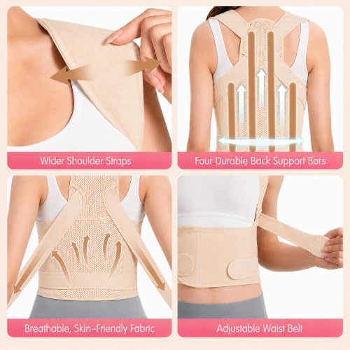 Posture Corrector for Women & Men, Adjustable Full Back Brace Support - Image 4