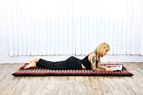 Leewadee - Kapok Roll Mat – Handcrafted Folding Sleep & Relaxation Mattress from Thailand, Ideal as Guest Bed, Camping Mat, Yoga Mat or Traditional Futon, 75 x 39 inches, Black Red - Image 4