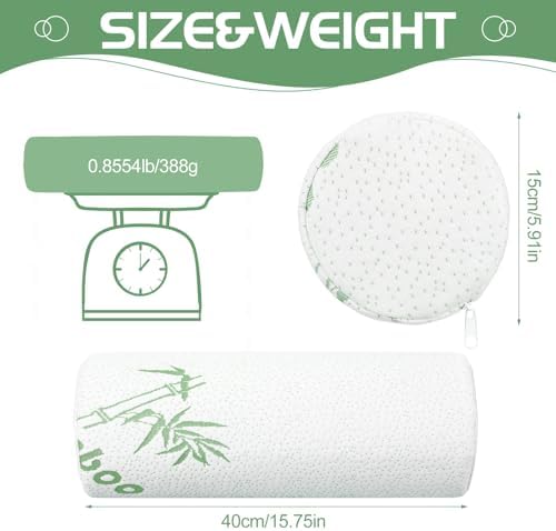 Bucherry 1 Pcs Bamboo Memory Foam Neck Roll Pillow 15.8 x 5.9 Inches - Image 2