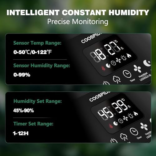 Coospider Reptile Fogger Humidifier, Automatic Humidifiers for Reptiles Tank, Terrarium Humidifiers with Dual Hose Timer Humidity Control, Reptile Mister for Amphibians Herps Vivarium (5L/1.32Gallon) - Image 5