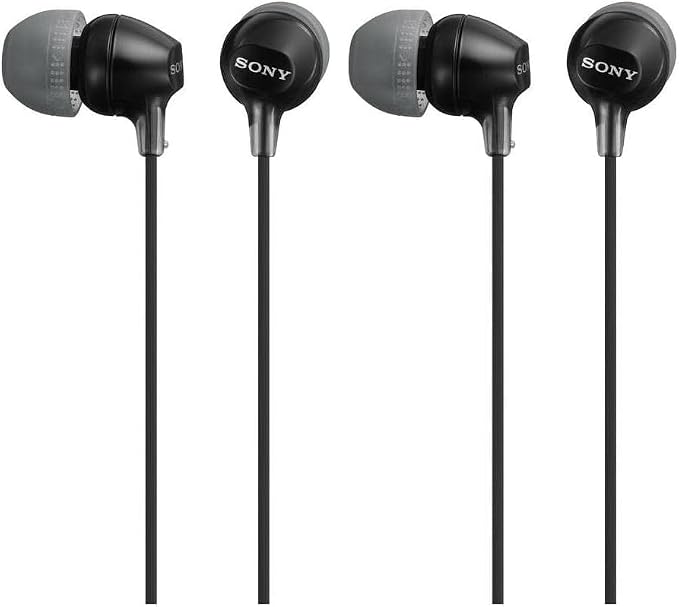 Sony MDREX15LP in-Ear Earbud Headphones, Black, Model Number: MDREX15LP/B (Pack of 2) by Unknown
