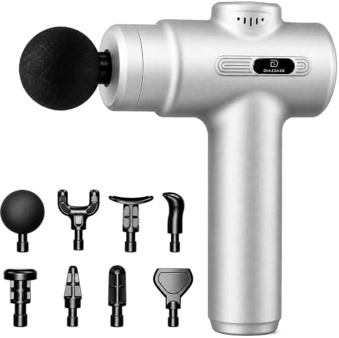 Massage Gun Deep Tissue, Handheld Neck Massager, Portable - 6 Adjustable Vibration Levels, Electric Back Massagers for Athletes, Home & Gym, Mothers Day Gifts (Silver) by Unknown