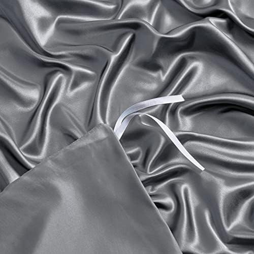 NSGZ Satin Duvet Cover for Weighted Blanket, 60x80, 8 Ties, Grey - Image 5