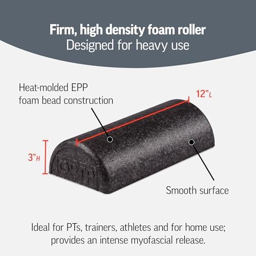 OPTP AXIS Firm Density Foam Roller – Half-Round, Black, 12" X 3" - Image 4