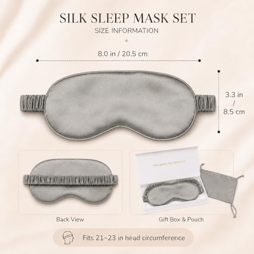 Silk Sleep Mask Light Blocking Luxury 100% Mulberry 19mm Silk Eye Mask Eye Cover Blindfold Ultra Soft Light & Comfy Anti Aging Skin Care with Travel Bag Gift Package - Image 3