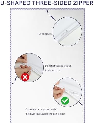 YnM Cotton 3-Side Zipper Duvet Cover for Weighted Blankets | Easy on, Easy Off White, 80"x87" - Image 4
