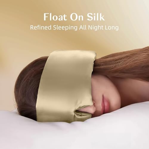 Silk Sleep Mask for Women and Men, Side Sleeper, 22 Momme Pure Mulberry Silk Total Blackout 100% Mulberry Eye Mask with Adjustable Headband Full Size, Eye Masks for Sleeping and Travel - Image 4
