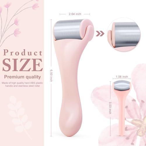 Ice Roller for Face and Eye 2 Pcs,Face Roller Skin Care for Puffiness,Migraine,Pain Relief,Eye Roller For Puffy Eyes Dark Circles,Stainless Steel Facial Roller (Pink) - Image 4