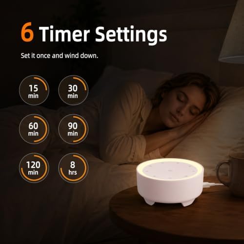 Kipcush White Noise Machine for Sleeping, Baby & Adults, High-Fidelity Non-Looping Sounds, Sleep Sound Machine with Dimmable Night Light, USB Powered, Memory Function, Home, Nursery & Travel - Image 5