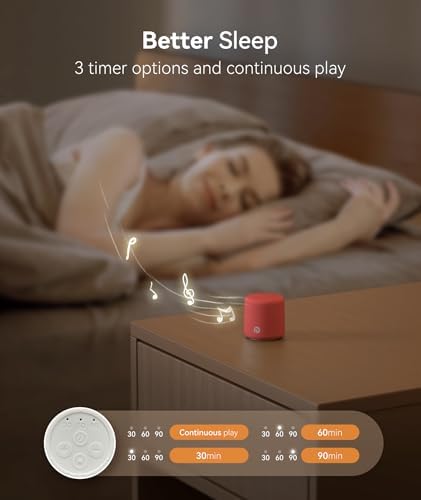 Dreamegg Travel White Noise Machine - Portable for Baby Adults, 16 Nature Sounds, Timer, Sleeping Gift, Red - Image 6
