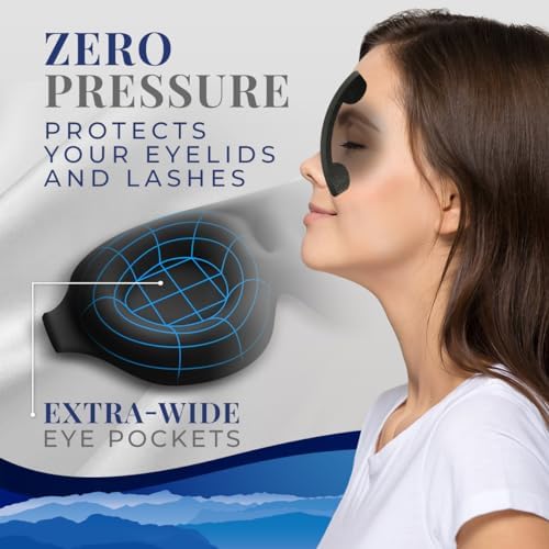 Sleep Mask [2 Pack] - Eye Mask for Sleeping - Patented, Contoured, 100% Blackout, Zero Pressure Sleeping Masks for Women and Men, Blindfold and Eye Covers - S2 Black - Image 4