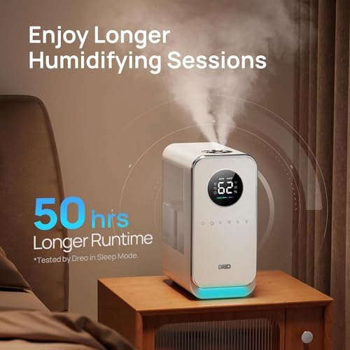 DREO Humidifiers for Bedroom, Top-filled Smart Quiet Cool Mist Humidifier for Large Room Home, Oil Diffuser & Nightlight, 50Hours Runtime for Indoor Plants, with Alexa/Google, White - Image 5