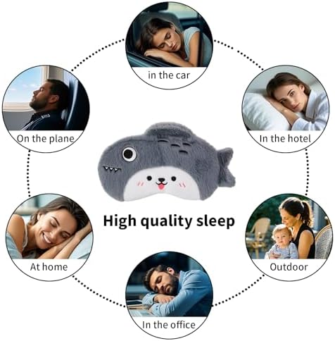 PERFECTSIGHT Sleep Eye Masks, Cute Sleep Eye Cover Lightweight Adjustable Eyeshade Mask Cover for Women Men Sleep Travel Nap, Gray Fish - Image 5