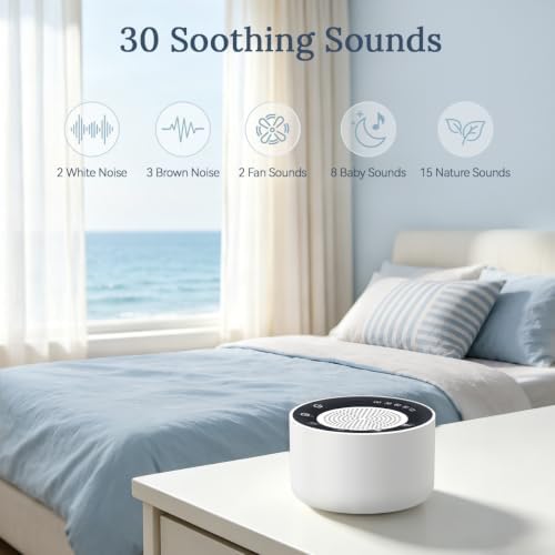 Small Sound Machine Portable White Noise Machine Baby Shushing Brown Noise Machine with 30 Soothing Sounds for Baby Kids Adults 5 Timers 32 Volume Levels Sleep Sounds Machine for Home Travel Office - Image 2