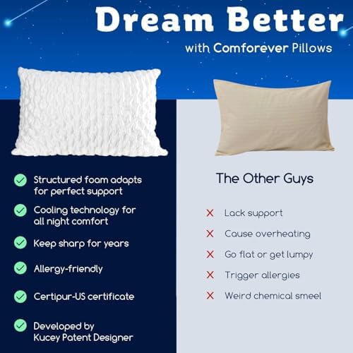 KUCEY Cooling Side Sleeper Pillow for Neck and Shoulder Pain, Luxury Shredded Memory Foam Curved Bed Pillows for Sleeping Set of 1- Adjustable Queen Size- Washable Cover Original White - Image 7