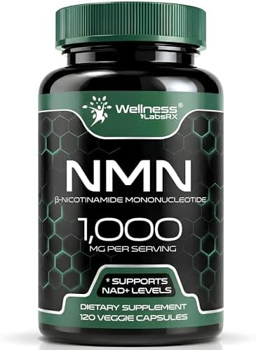 NMN Supplement 1000mg Pure Organic Nicotinamide Mononucleotide - NMN NAD Supplement for Anti-Aging, Longevity, Cellular, and Energy Supplements – Suitable for Women and Men Energy Support - 120 Count by WellnessLabsRX