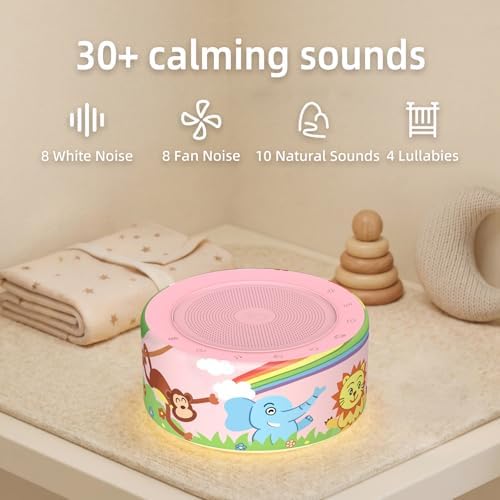 Kipcush White Noise Machine for Baby & Adults, Sleep Sound Machine with 30 Soothing Sounds, 8-Color Night Light, Memory Function, White Noise for Sleeping, Nursery, Office, Travel, Relaxation - Image 3