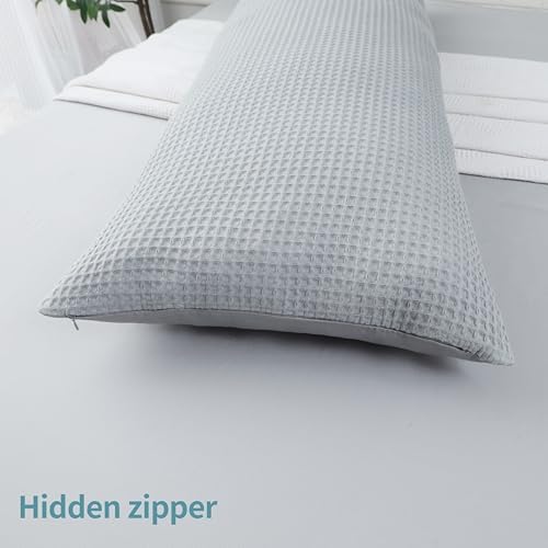 100% Egyptian Cotton 600 TC Waffle Weave Body Pillowcase with Zipper - Image 5