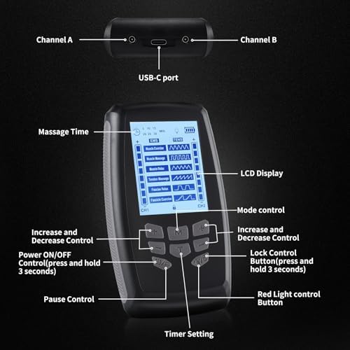 TENS Unit Muscle Stimulator for Pain Relief, Dual Channel EMS Massager Device with LCD Display, Meridian Pulse Massage Patch for Home Use Full Body Cervical Spine Lumbar Shoulder Muscle - Image 3