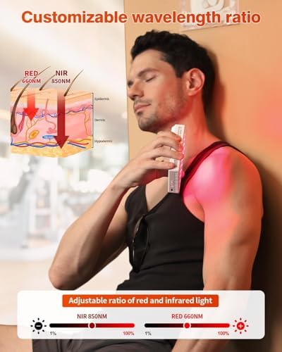 Red Light Therapy for Face and Body, Portable Red Light Therapy Panel, 660nm Red Light and 850nm Infrared Light for Pain Relief, Skin Care, Red Light for Sleep, Rechargeable and Great for Travel - Image 3