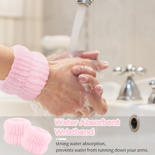 WHAVEL 6PCS Spa Headband and Wristbands Set, Face Wash Headband Wrist Bands for Washing Face Skincare Makeup Hair Band Skin Care Accessories Tools - Image 3