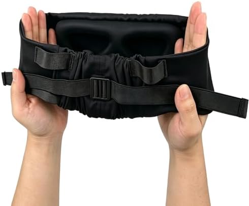 ALASKA BEAR 3D Contoured Silk Wide Band Eye Mask, Ultra Soft Travel Pillow with Neck Support, Zero Pressure Blackout Eye Cover for Men & Women, Adjustable Strap Sleeping Blindfold, Black - Image 6