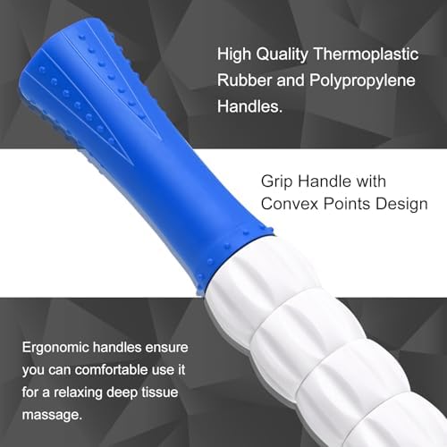 Muscle Roller Massage Roller Stick- Deep Tissue Fascia Blaster for Myofascial Pain Relief, Lymphatic Drainage & Body Sculpting, Handheld Physical Therapy & Recovery Tool (Blue White) - Image 3