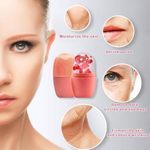 XHJRI Ice Face Roller Massager,Ice Cube Roller for Face, Eyes and Neck Naturally Conditioning and Skin Care,De-Puff Eye Bags,Reduce Migraine Pain,Reusable Massage Silicone Ice Mold (New Pink) - Image 6