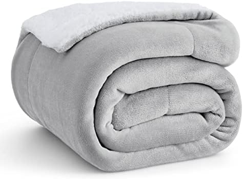 Bedsure GentleSoft Sherpa Fleece Twin Size Blanket for Couch, Non-Heated, Thick and Warm Throw for Women and Men, Soft Fuzzy Plush Twin Blanket for Winter, Light Grey, 60x80 Inches by Unknown