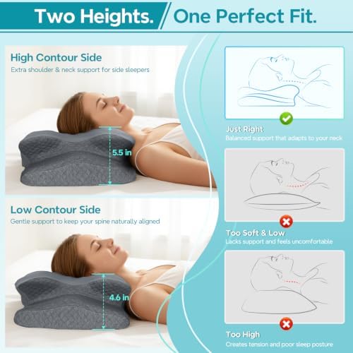 Cervical Neck Pillow for Sleep Apnea, Neck Pain, Snoring Relief - Image 3
