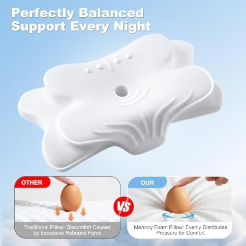 VYLEE Cervical Neck Pillow, Ergonomic Memory Foam Contour Pillow(WhiteGrey) - Image 7