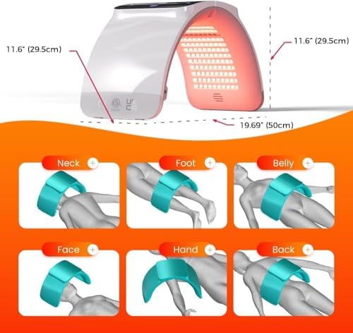 BestQool LED Light Therapy for Face and Body, 6 Colors & NIR Mask Photon - Image 6