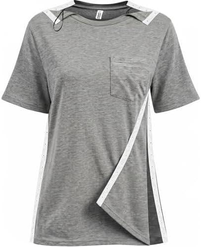 Women Shoulder Surgery Shirts for Women Tear Away Post Surgery Shirt for Men Full Snap Access Recovery Clothing by UCOVERIT