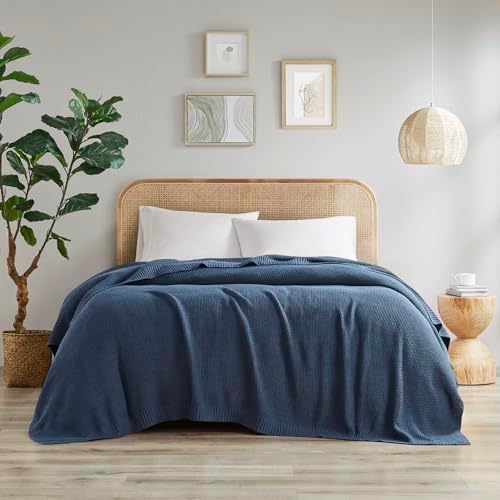 INK+IVY Bree Knit All Season Blanket Lightweight for Summer, Twin, Indigo by INKIVY