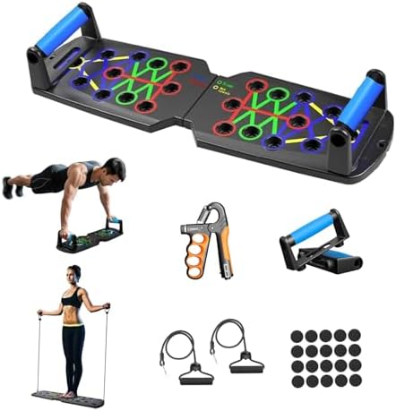 Push Up Board for Men - 15-in-1 Foldable Pushup Board with Push Up Bar, Handles & Bands, Portable Home Gym & Workout Equipment for Chest Exercise, for Teen Boys 16-18 & Gym Lovers by MHCYAB