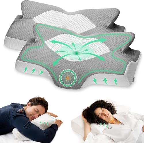 Elviros Cervical Memory Foam Pillow,2 PCS Pillow for Neck & Shoulder Pain by Elviros