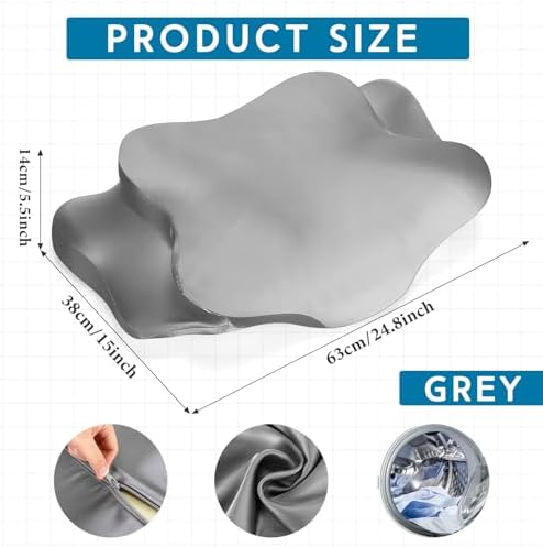 Hahafelt Cervical Neck Satin Pillowcase, Gray, Queen Size - Image 2
