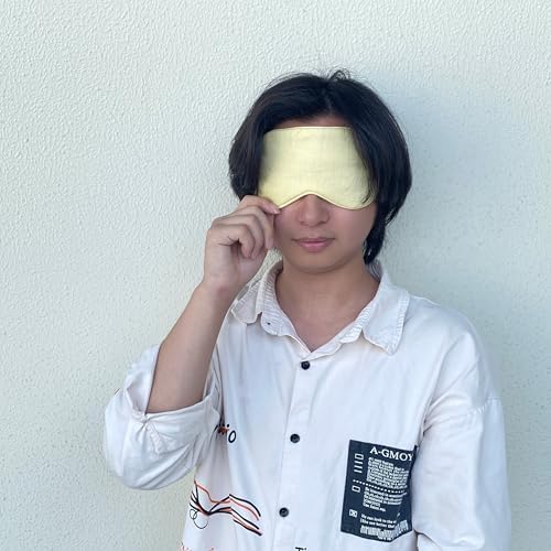 Sleep Mask Pure Linen Eye Mask, with Elastic Band,Comfort Sleeping Shade for Nighttime Sleeping, Traveling,Side Sleeper Eye Cover Cooling with Travel Bag Gift Package (Honey) - Image 6